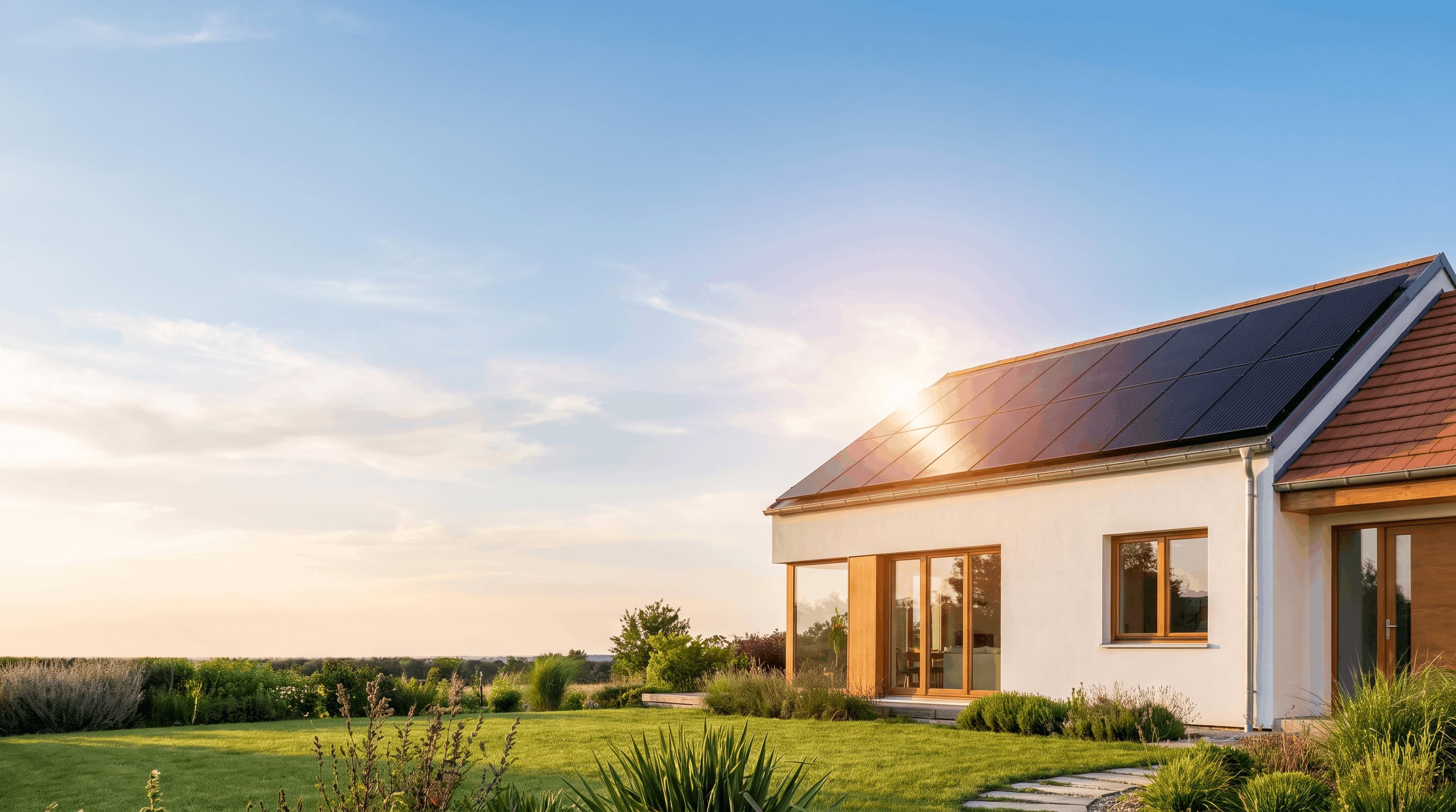 Maison individuelle équipée de panneaux solaires en autoconsommation